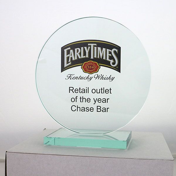 15 x 10cm Jade Glass Circle Award - Full Colour - Image 2
