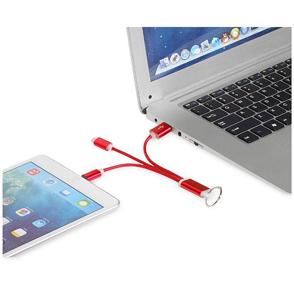 Metal 3 in 1 Charging Cable with Key Ring - 1 Colour - Image 4