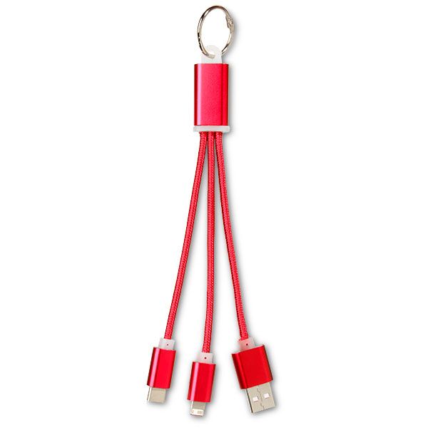 Metal 3 in 1 Charging Cable with Key Ring - 1 Colour - Image 2