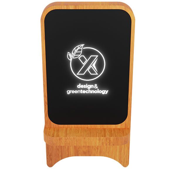 SCX Light-Up Wireless Wooden Phone Stand - Engraved - Image 2